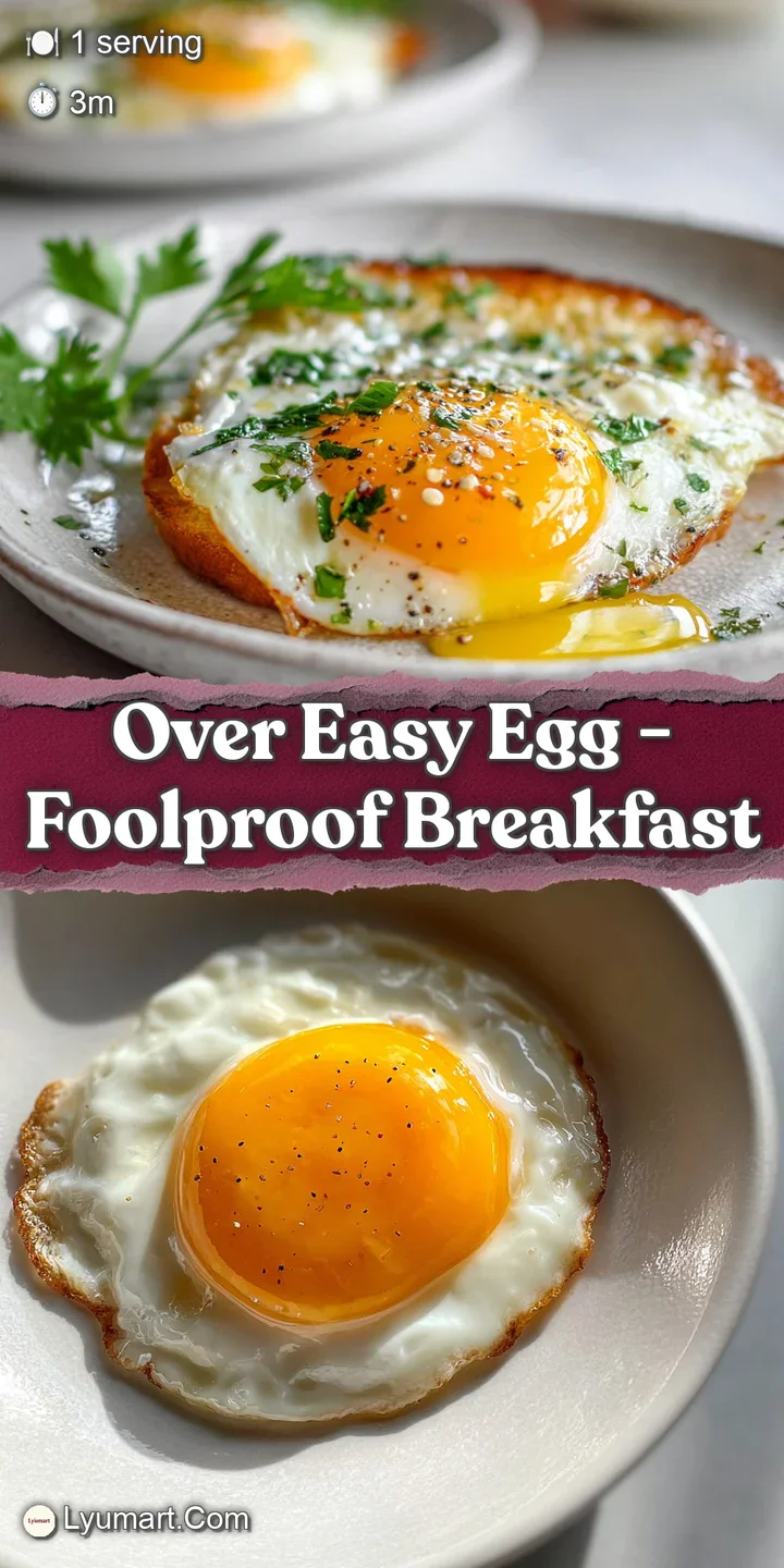 Close-up shot of an over-easy egg, revealing a shimmering, liquid yolk about to burst, highlighting the soft, cooked whites.