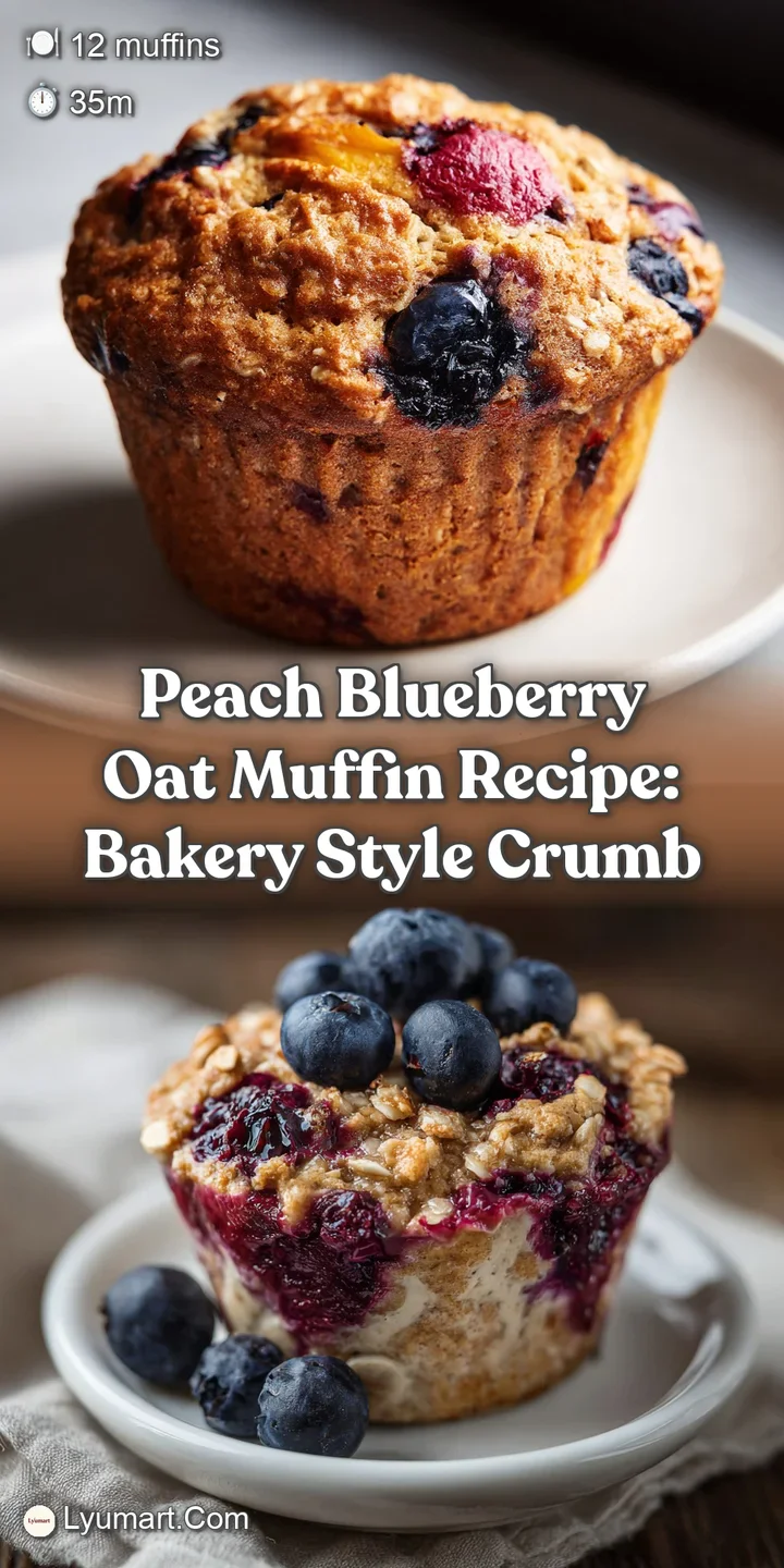 Close-up of a freshly baked muffin, its crust golden-brown and slightly cracked, overflowing with plump blueberries and di...