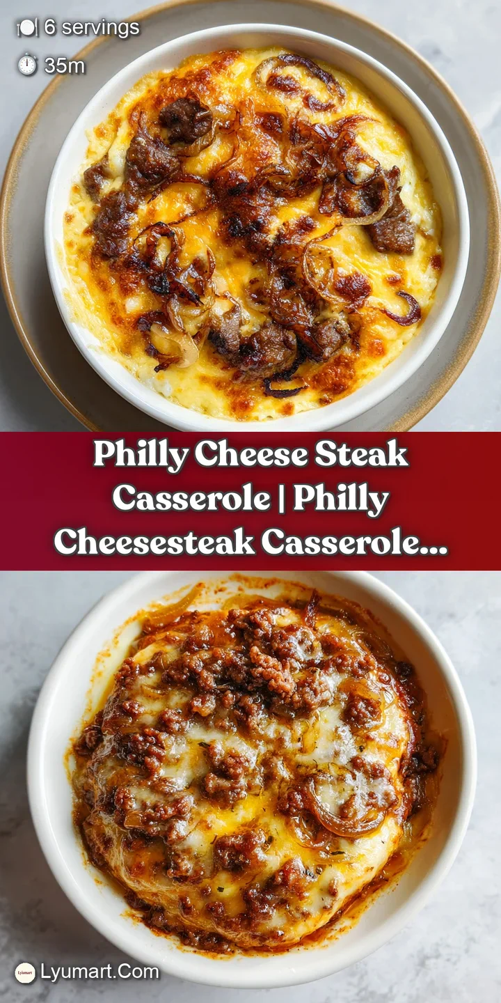 Macro shot of melted golden cheese stretching over tender strips of browned beef and glistening saut&eacute;ed onions