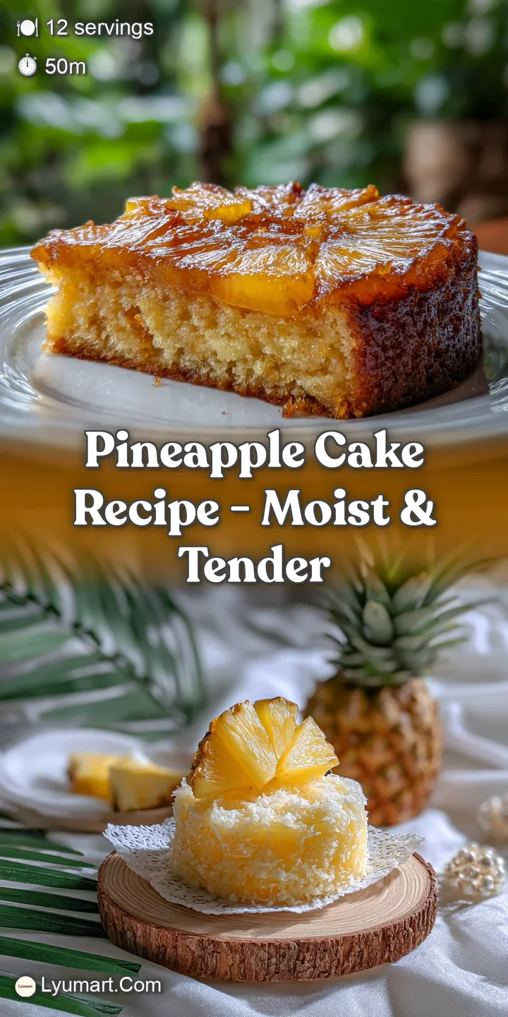 Close-up of pineapple cake; glistening fruit pieces embedded in a golden, airy crumb, beckoning a sweet, flavorful bite.