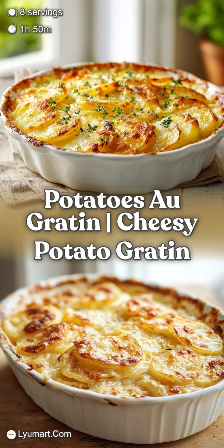 Close-up of bubbling, melted Gruyere cheese and tender potato slices with a rich, creamy sauce and toasted edges.