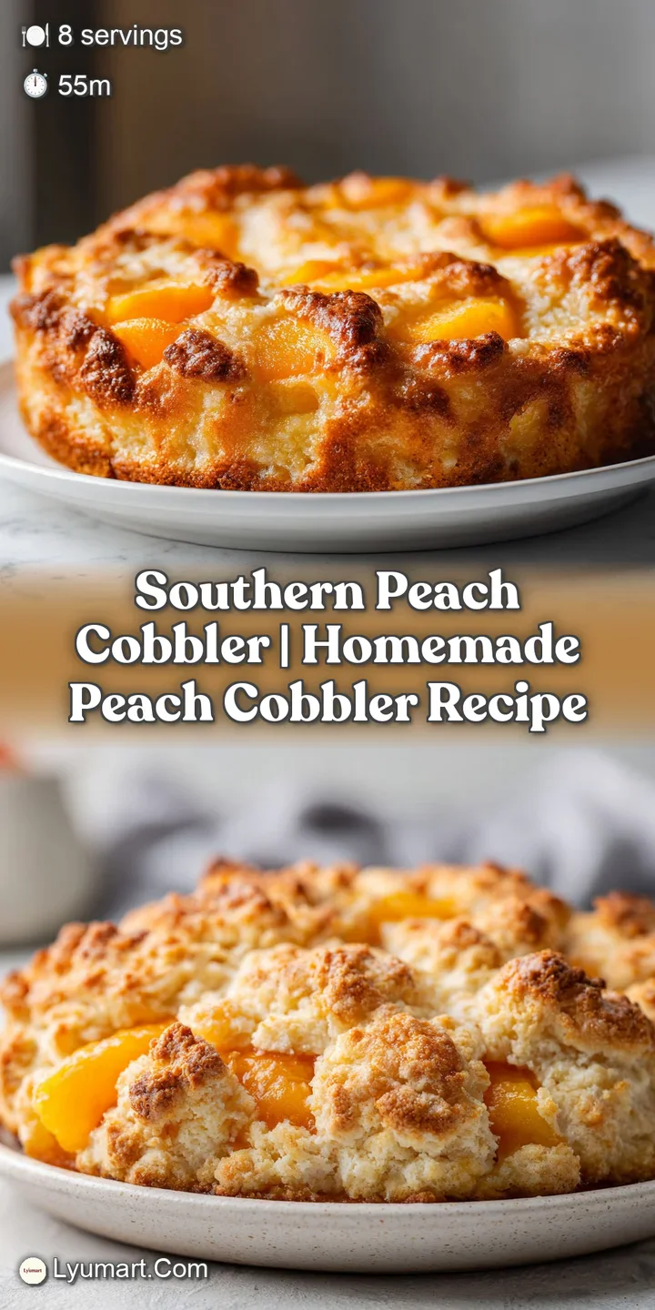 Close-up of gooey, glazed orange peach slices nestled under a crisp, buttery golden topping with sugar crystals.