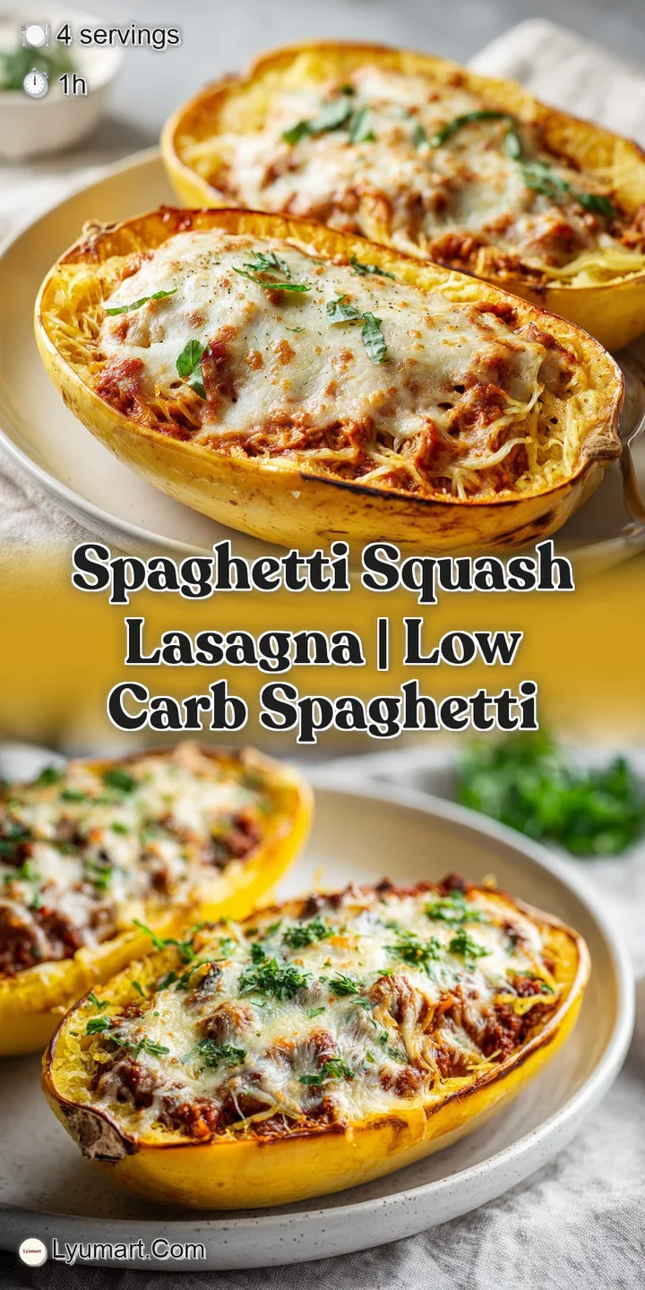 Close-up of melted, browned cheese pulling away from tender squash strands and savory ground meat in red sauce.