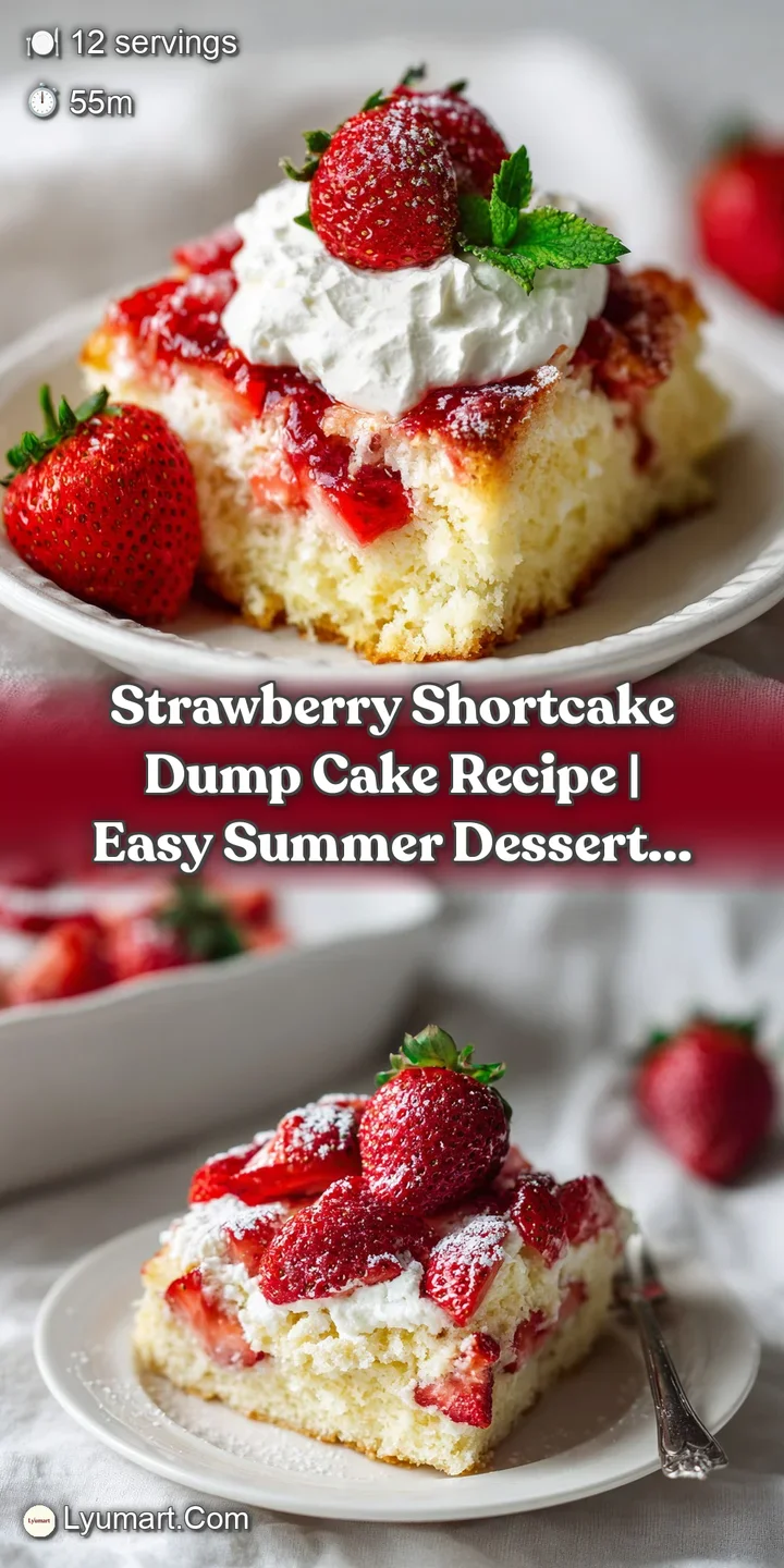 Close-up of tender cake crumbs contrasting with glistening, cooked strawberries and melting white cream.