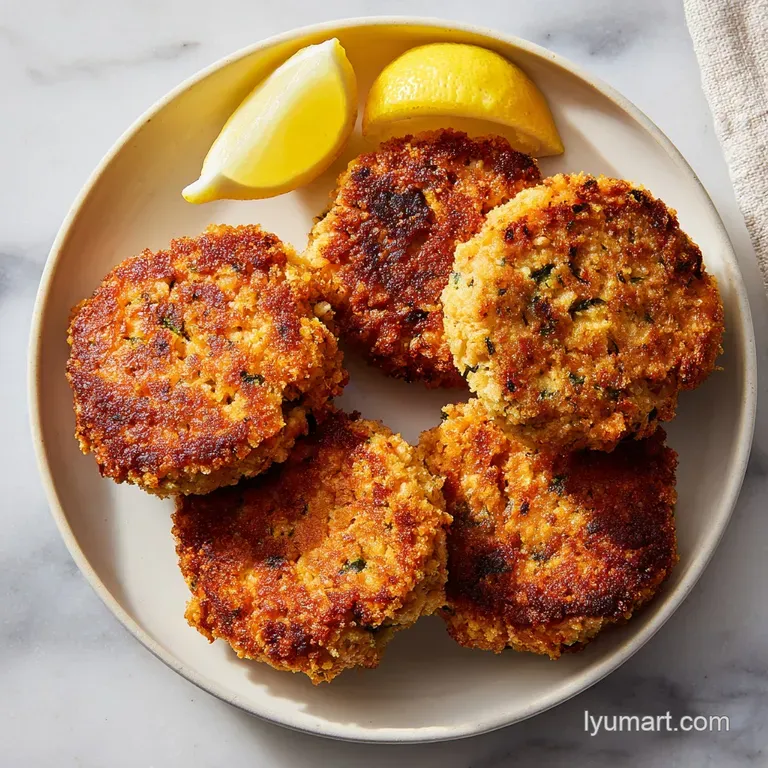 Three seared fish cakes stacked neatly on a bed of saut&eacute;ed spinach with a drizzle of creamy tartar sauce.