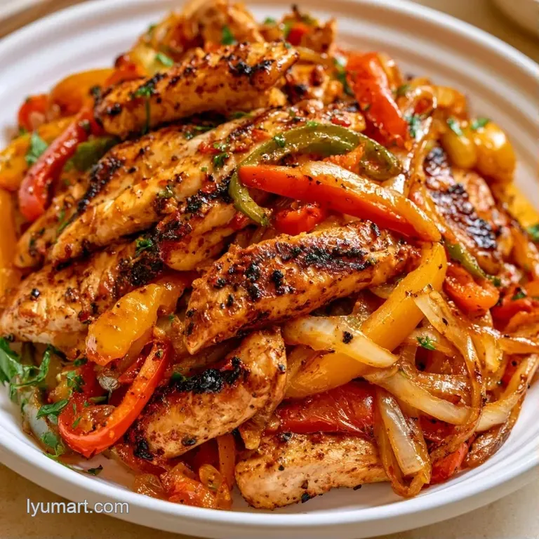 Open foil packets filled with colorful charred peppers and juicy chicken, served with warm flour tortillas and crema.