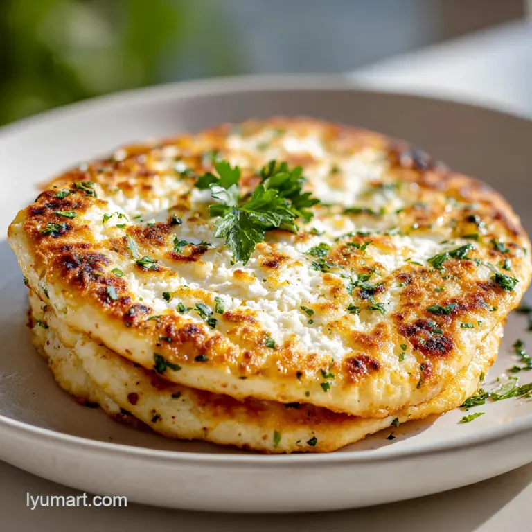 2 Ingredient Cottage Cheese Flatbread with Garlic and Herbs