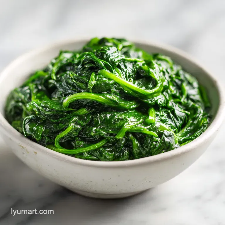 A neat mound of vibrant green creamy greens on a white ceramic plate, finished with a sprinkle of fresh parsley.