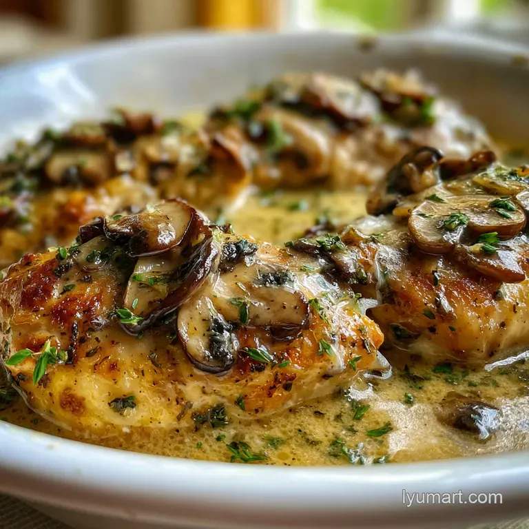 Creamy Mushroom Asiago Chicken with Asiago
