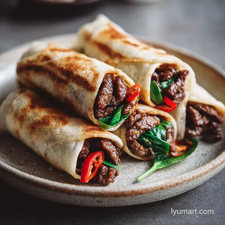 Easy Thai Basil Beef Rolls Wraps