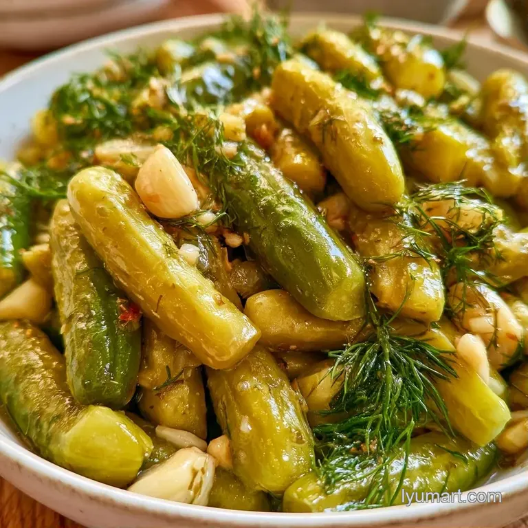 Neatly sliced vibrant green pickles on a rustic wooden board, garnished with fresh dill and black peppercorns.