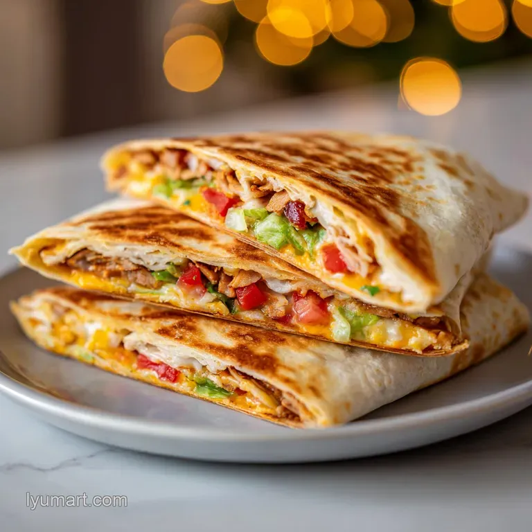 A perfectly folded crunchwrap, sliced to reveal layers of melted cheese, beef, and crisp vegetables.