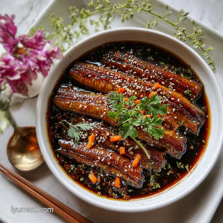 Eel sauce drizzled artfully over perfectly grilled salmon. Toasted sesame seeds add texture and subtle nutty notes to the ...