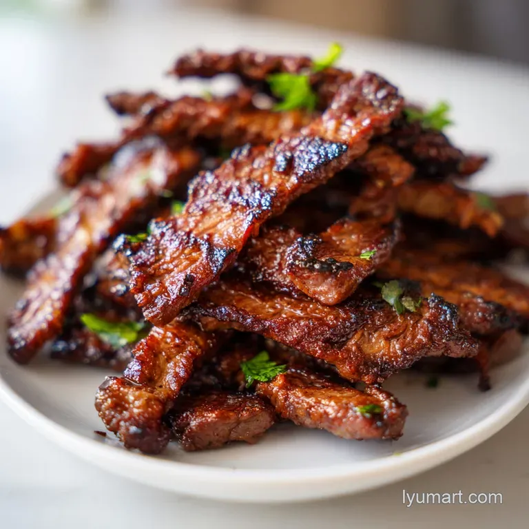 A cast iron skillet of seared beef strips and colorful peppers beside bowls of creamy guacamole and salsa roja.