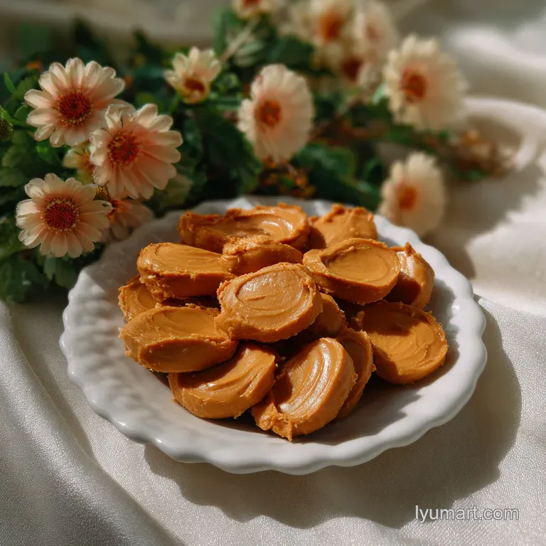 Three perfect peanut butter balls on a white plate, glistening chocolate coating, a sprinkle of sea salt enhancing the ric...