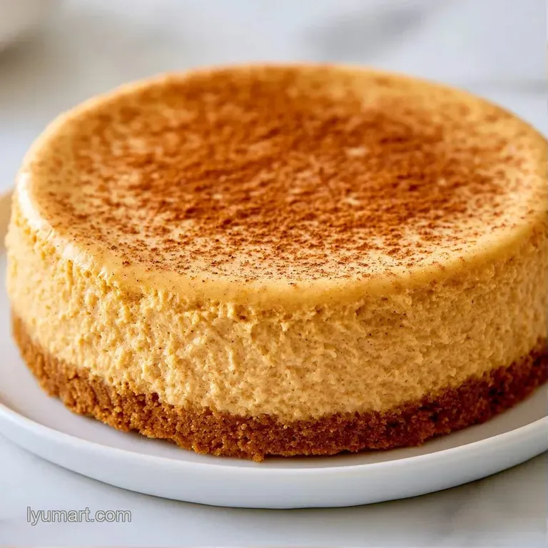 A slice of orange spiced cake on a white plate, topped with a cream dollop and a sprinkle of cinnamon powder.