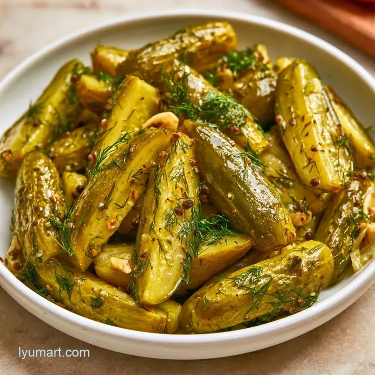 Crisp, bright green cucumber spears artfully arranged on a white platter with fresh dill and peppercorns.