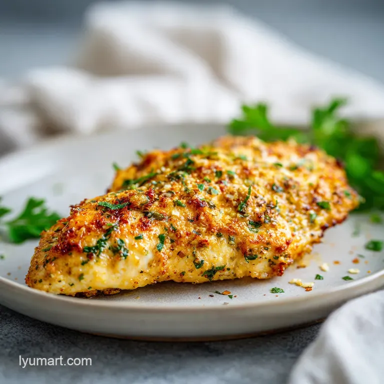 Tender, sliced chicken breast arranged artfully on a white plate, glistening with a savory sauce and garnished with fresh ...