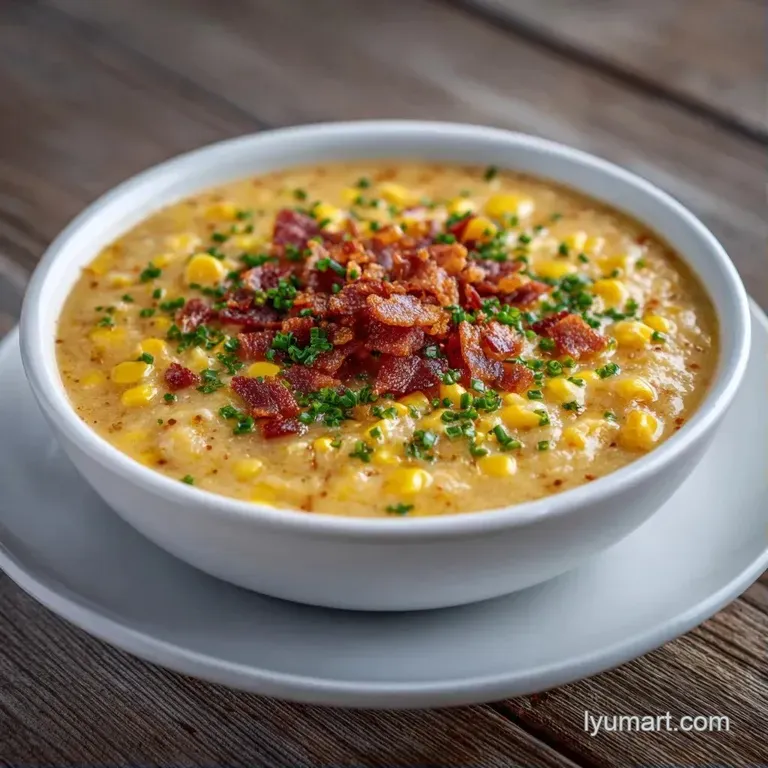 A rustic ceramic bowl of thick yellow soup topped with a swirl of cream and cracked black pepper on a linen napkin.
