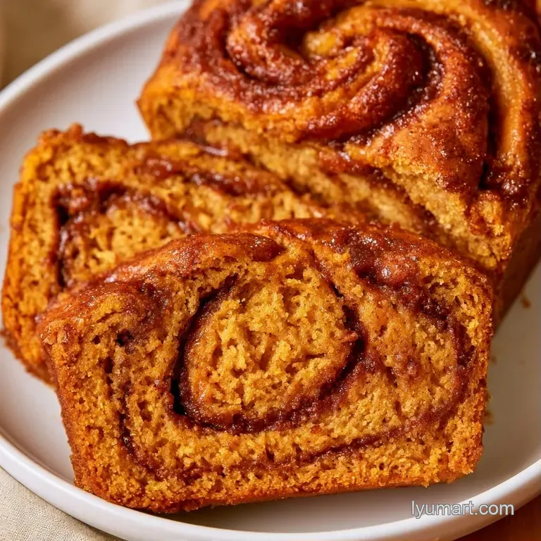A golden slice of spiced cake with cinnamon swirls, topped with a melting pat of butter on a clean white ceramic plate.