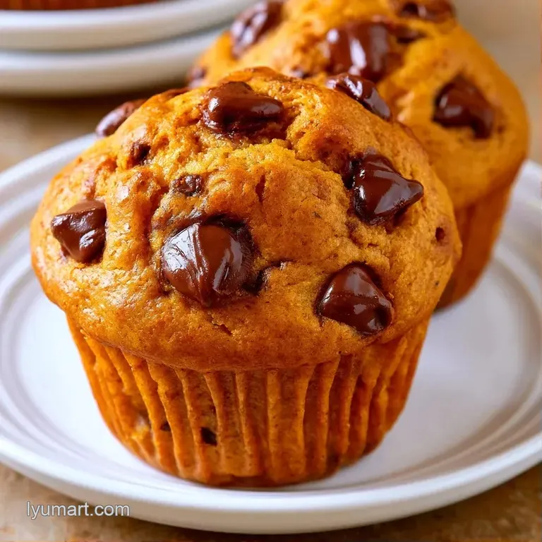 Two orange-hued muffins on a white ceramic plate with a dusting of powdered sugar and a soft linen napkin.