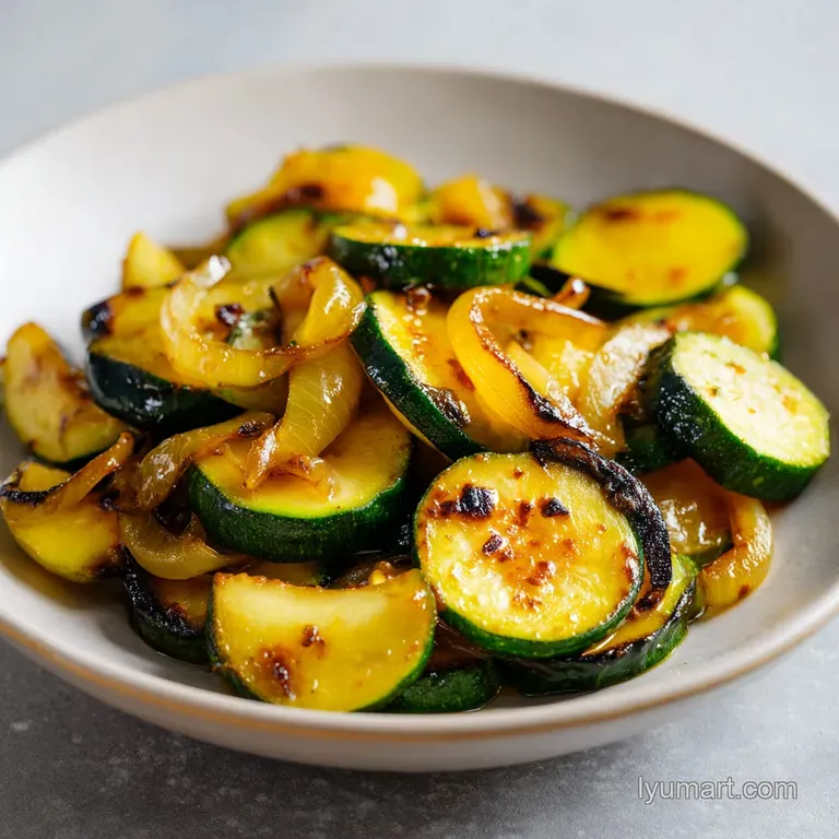 Symmetrically arranged green zucchini coins on a white porcelain plate with a lemon slice and fresh parsley.