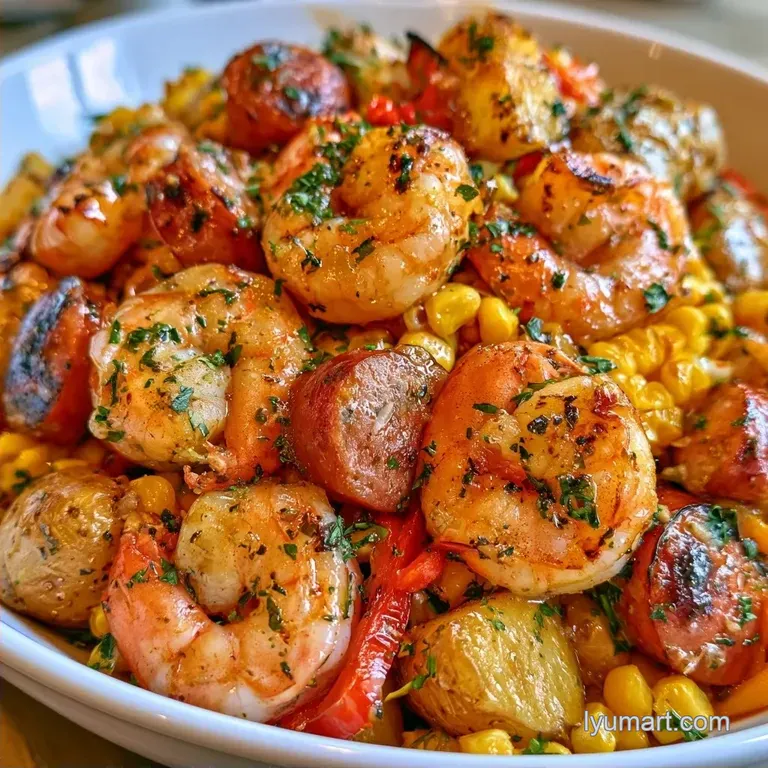 Shrimp and Sausage Foil Packet Dinner with Corn