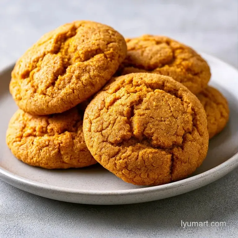 A neat stack of soft, orange-tinted treats on a white platter, dusted with cinnamon beside a steaming coffee mug.