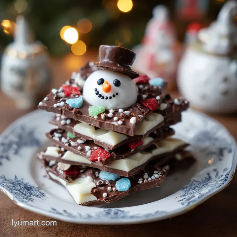 Snowman Chocolate Bark: Silky and Crisp