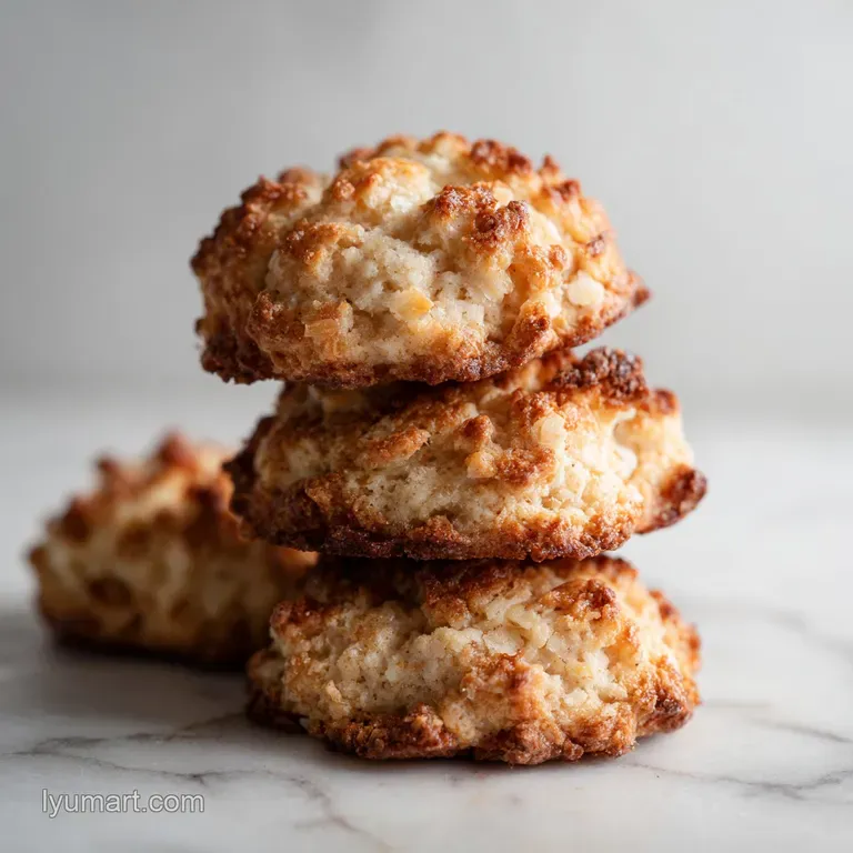 A neat stack of golden banana cookies, dusted with a hint of powdered sugar, on a rustic wooden board.