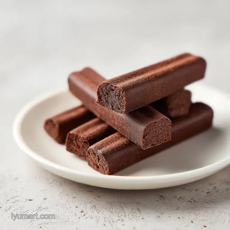 A single rich chocolate stick in a ceramic mug, melting into creamy hot cocoa with a sprinkle of cinnamon.